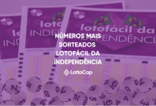 Imagem de capa com cartelas da Lotofácil especial e o título: Números mais sorteados na Lotofácil da Independência.