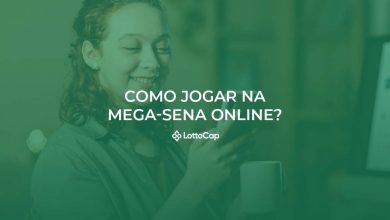 Imagem de capa com a imagem de uma mulher vendo o celular com o título 'Como jogar na Mega-Sena Online?'
