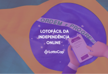 Imagem de capa com a bandeira do Brasil e um celular, contendo o título: Lotofácil da Independência Online.