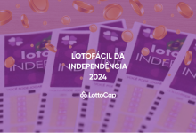 Imagem de capa com moedas caindo sobre o volante da Lotofácil especial com o título: Lotofácil da Independência